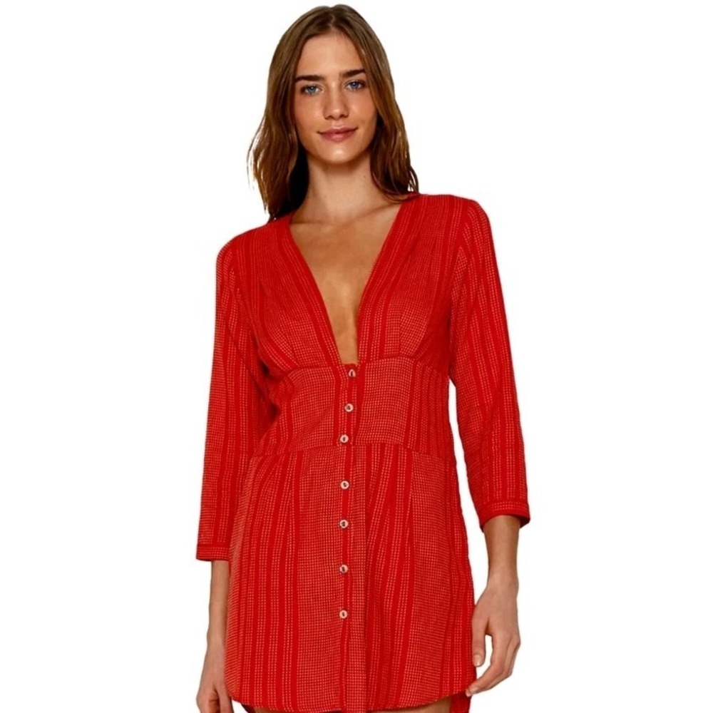 NEW! VIX Paula Hermanny M Anna Chemise Cover-Up Dress With Travel Bag